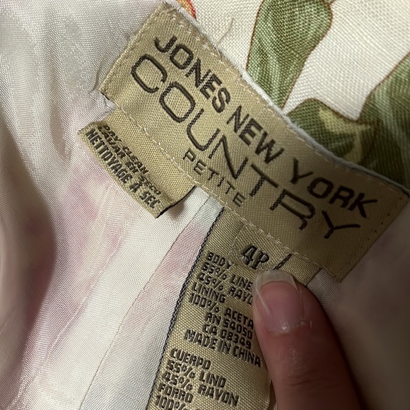 Vintage Jones New York Country Petite cropped floral pant linen blend spring - Picture 3 of 4